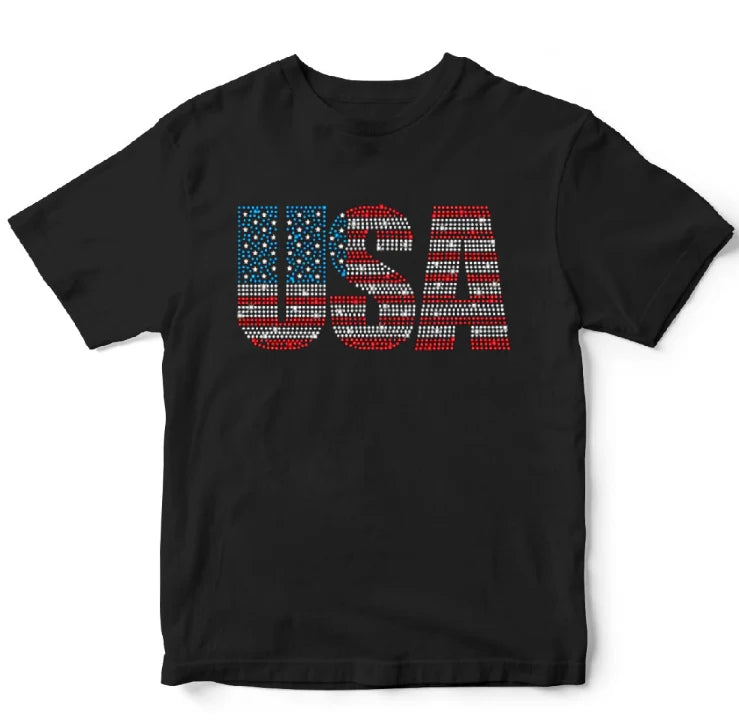 USA Rhinestone T-Shirt - kjhimprints